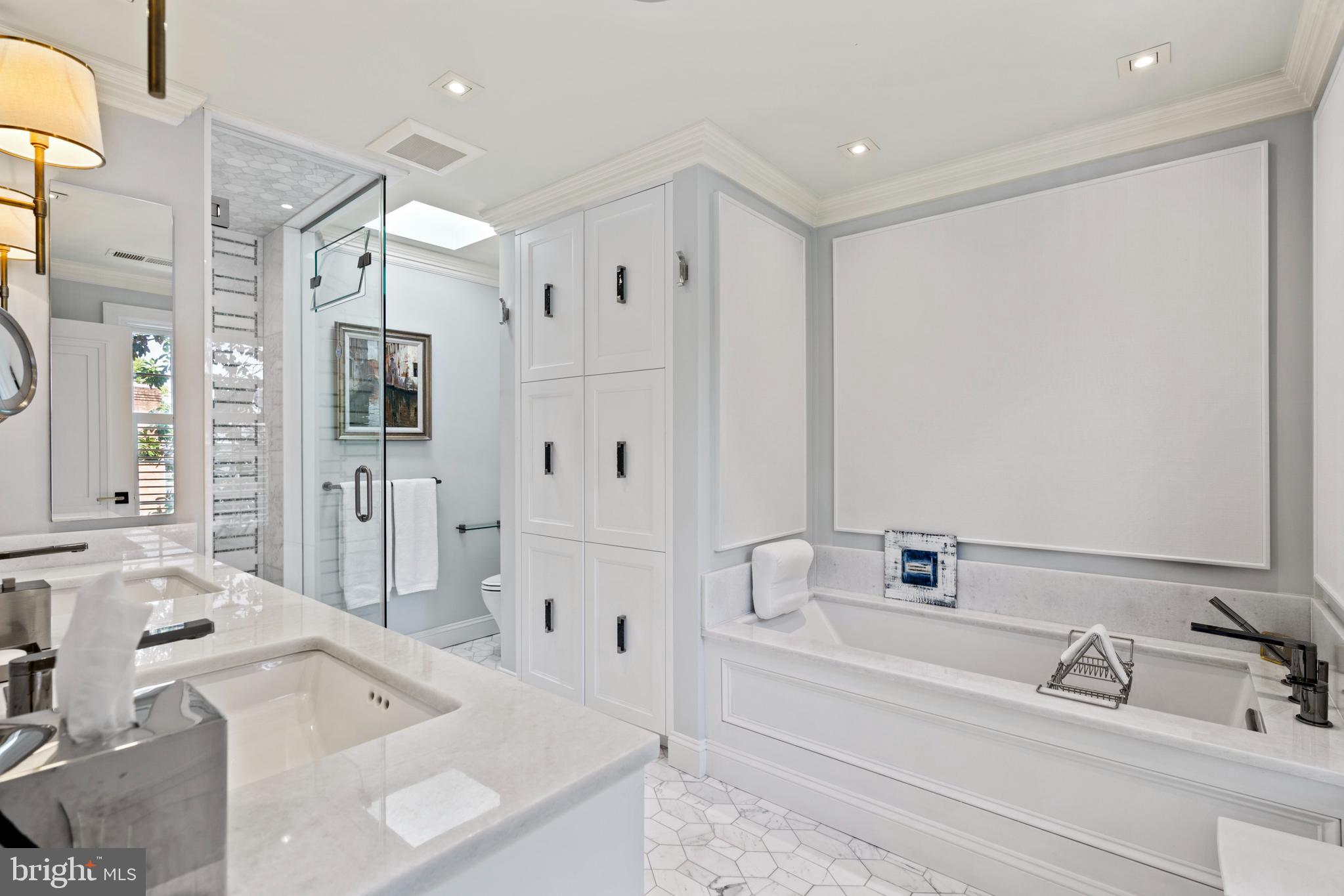 3323 R Street Northwest Washington, DC 20007 - Photo 42 of 54 Vanity with slab marble counters.