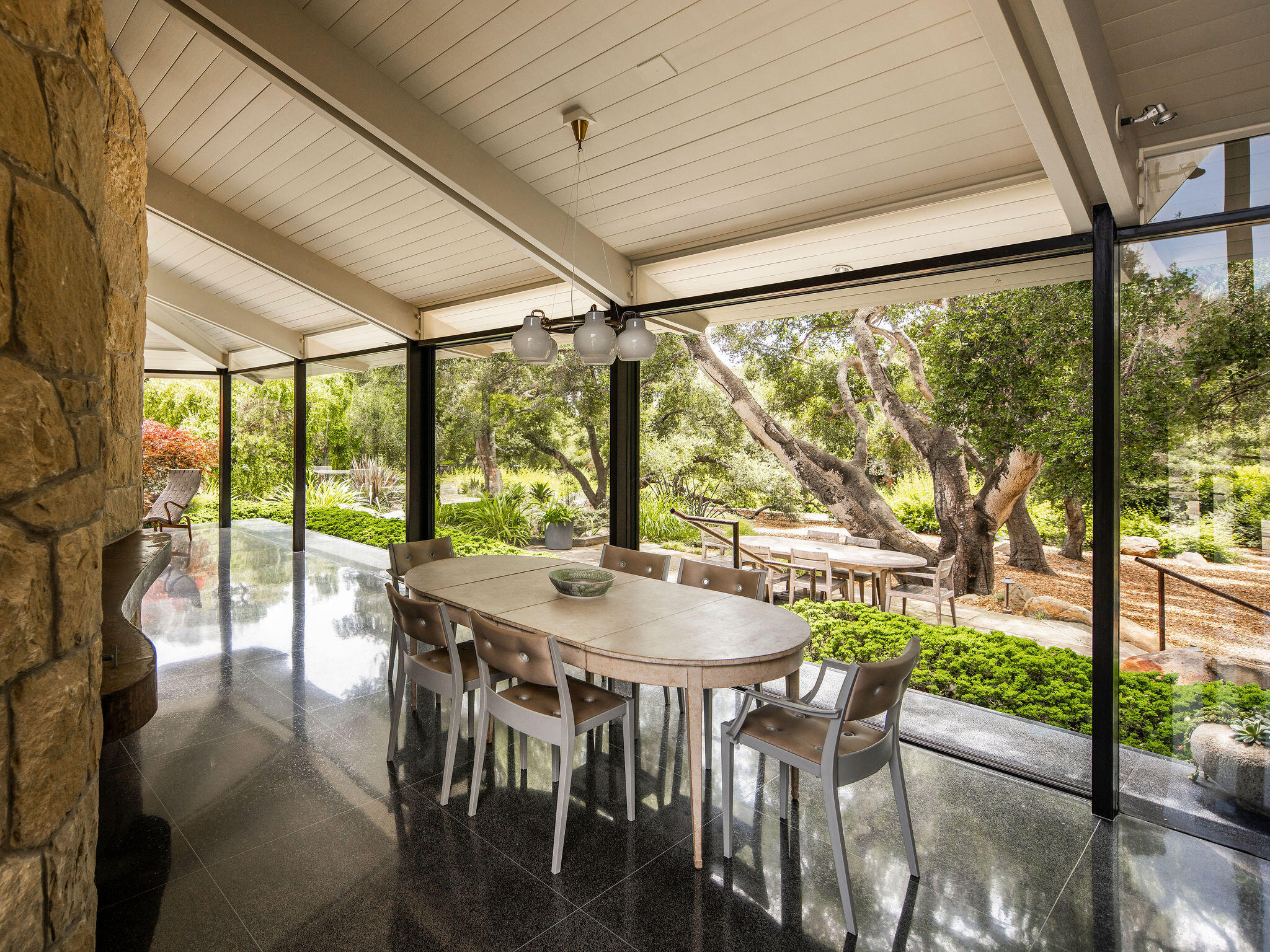 650 San Ysidro Road Montecito, CA 93108 - Photo 22 of 54 a view of a dining room with furniture window and outside view