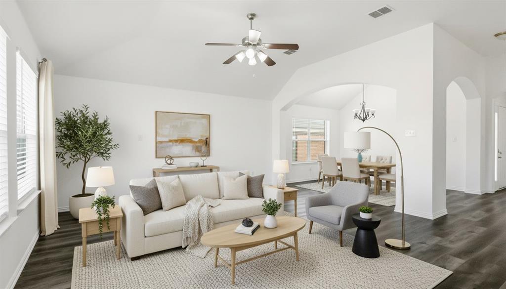 424 Shady Shore Lane Crowley, TX 76036 - Photo 24 of 40 a living room with furniture and a chandelier