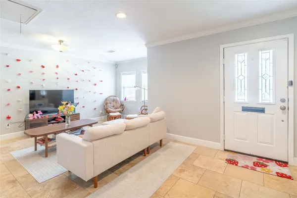 a living room with furniture