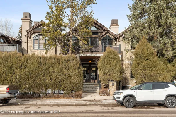 a view of a building with large windows