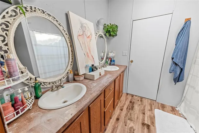 a view of a livingroom from a hallway