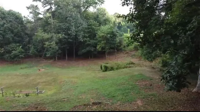 a view of a lake with a yard