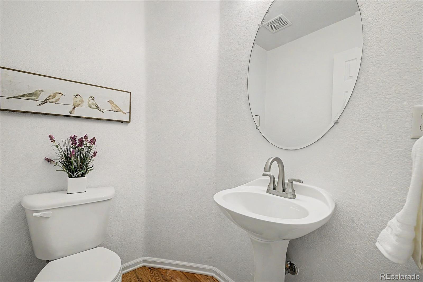 9917 Aftonwood Street Highlands Ranch, CO 80126 - Photo 19 of 48 a bathroom with a toilet a sink and a mirror