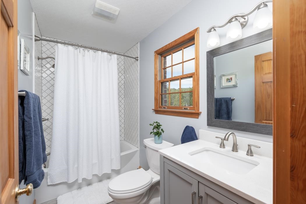 1284 Limestone Road Mount Sidney, VA 24467 - Photo 43 of 65 a bathroom with a sink a toilet and shower curtain
