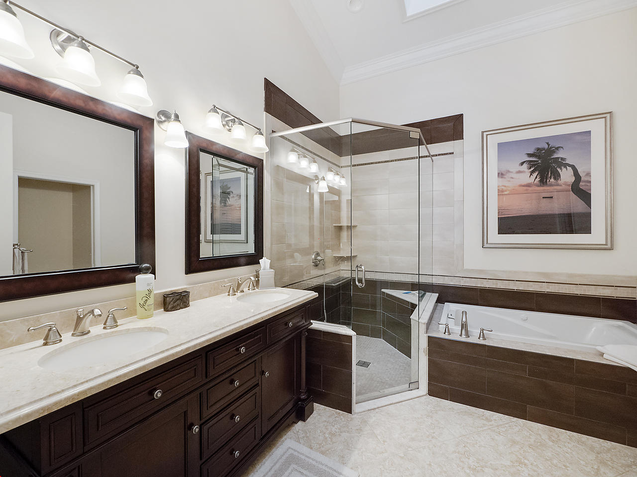 8354 Horseshoe Bay Road Boynton Beach, FL 33472 - Photo 8 of 13 a spacious bathroom with a bathtub double sink and mirror