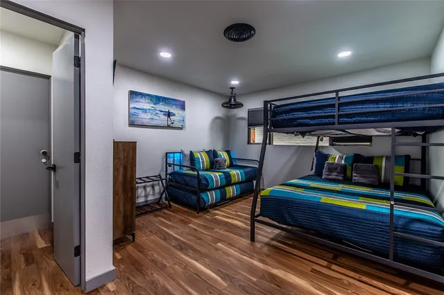 a room with stairs and furniture