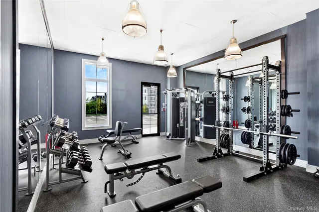 a view of a room with gym equipment