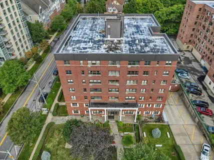 a aerial view of a multi story building
