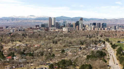 a view of a building and a street