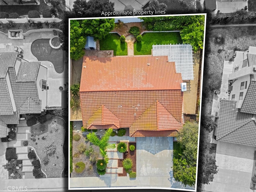 7158 Foxcroft Street Riverside, CA 92506 - Photo 46 of 51 Overhead picture of the house how it sits on the lot, showing fruit trees just behind wall