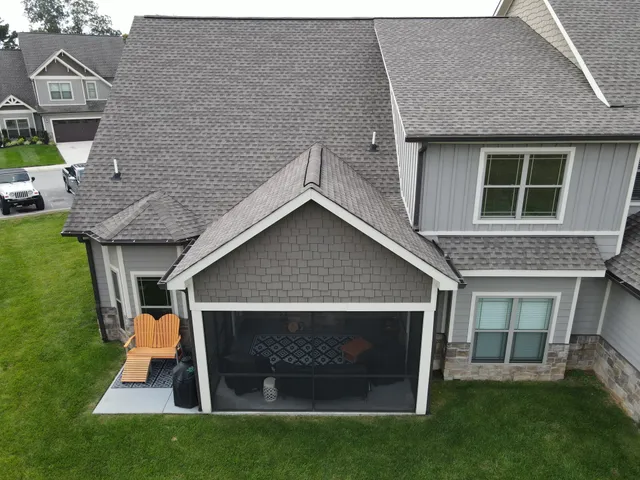 a house view with a garden space