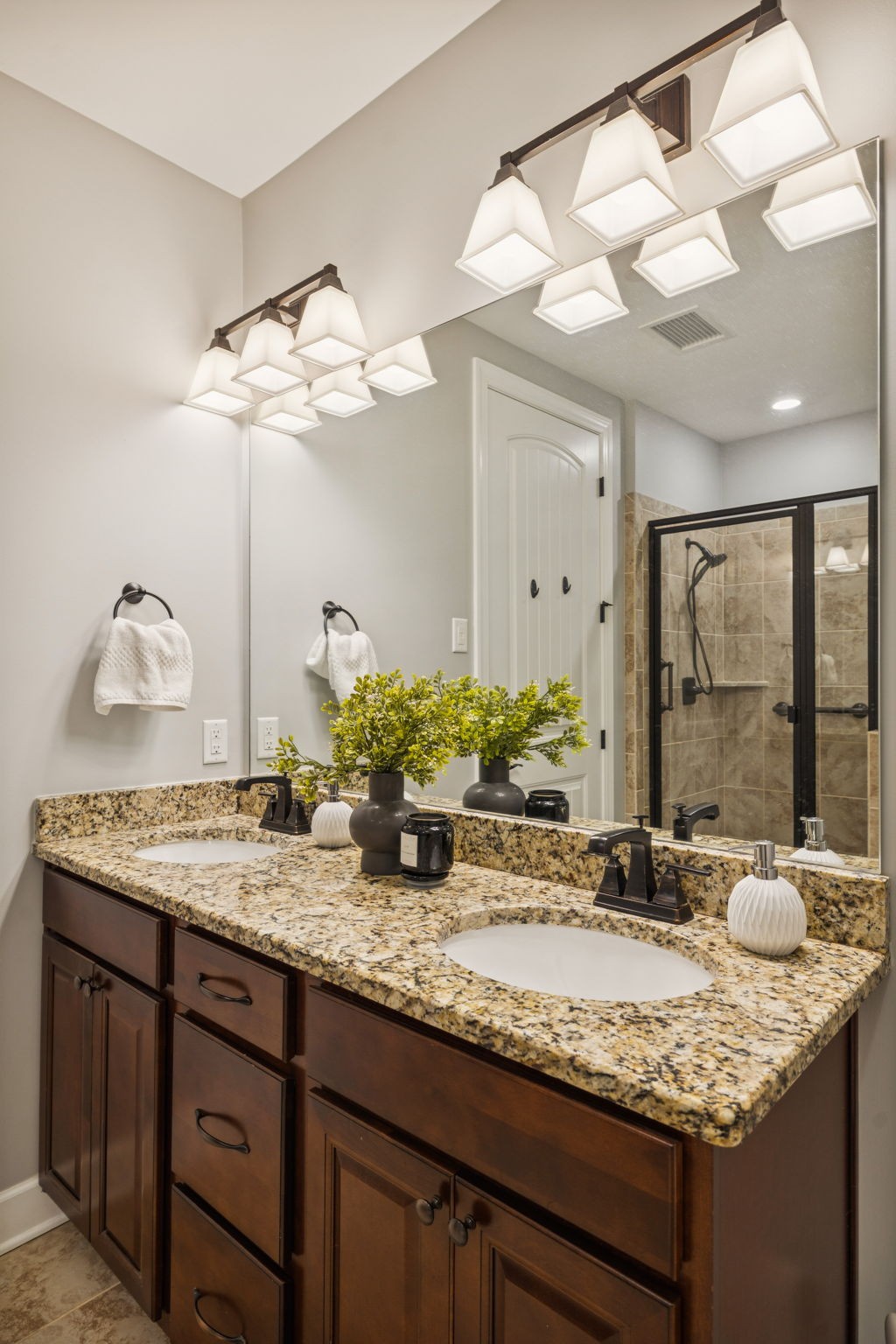 6000 Keats Street, Unit 202 Franklin, TN 37064 - Photo 36 of 47 a bathroom with a granite countertop sink and a mirror