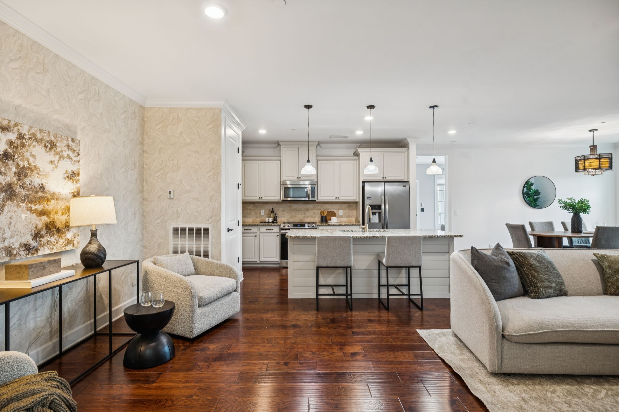 6000 Keats Street, Unit 202 Franklin, TN 37064 - Photo 5 of 47 a living room with furniture and kitchen view