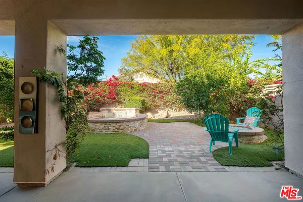 a view of a yard with plants and trees