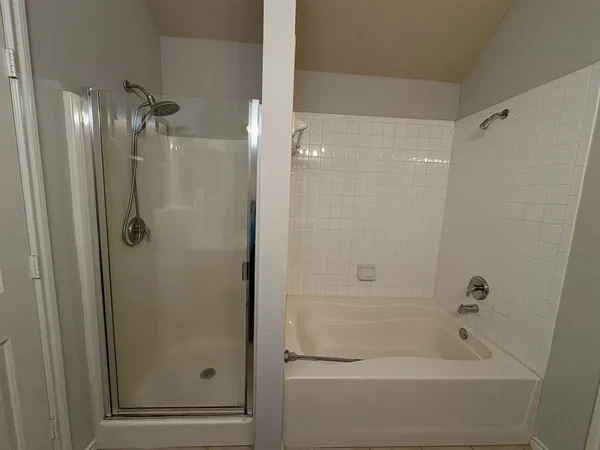 a bathroom with a bathtub