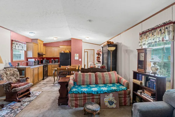a living room with furniture and a couch