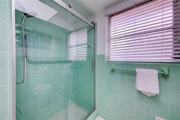 a bathroom with a shower