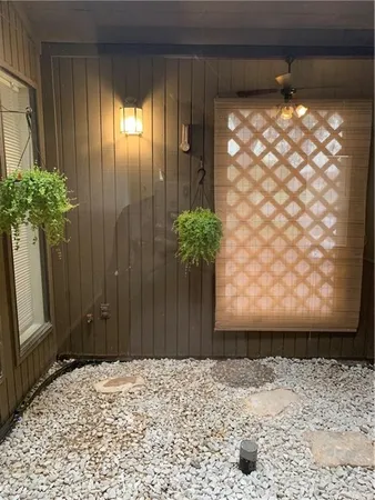 a view of a wooden door