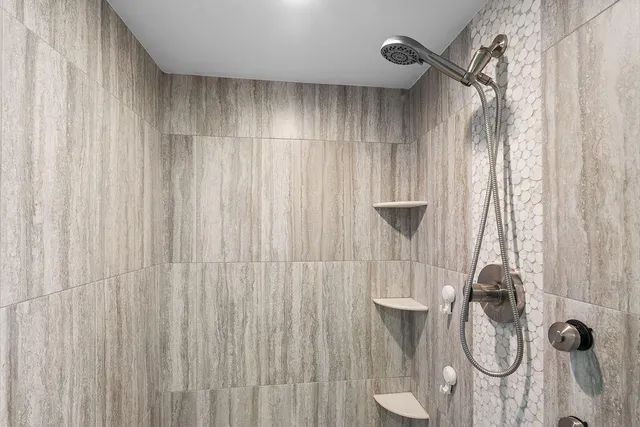 a view of ocean with a big yard