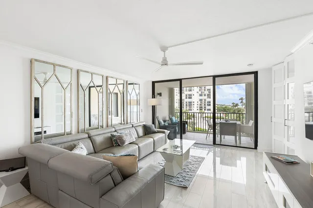 a living room with a large window