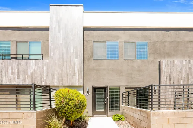 a potted plant sitting in front of a door
