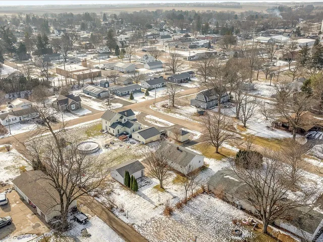 an aerial view of residential building with parking space