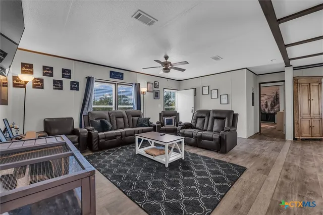 a living room with furniture or couch and a fireplace