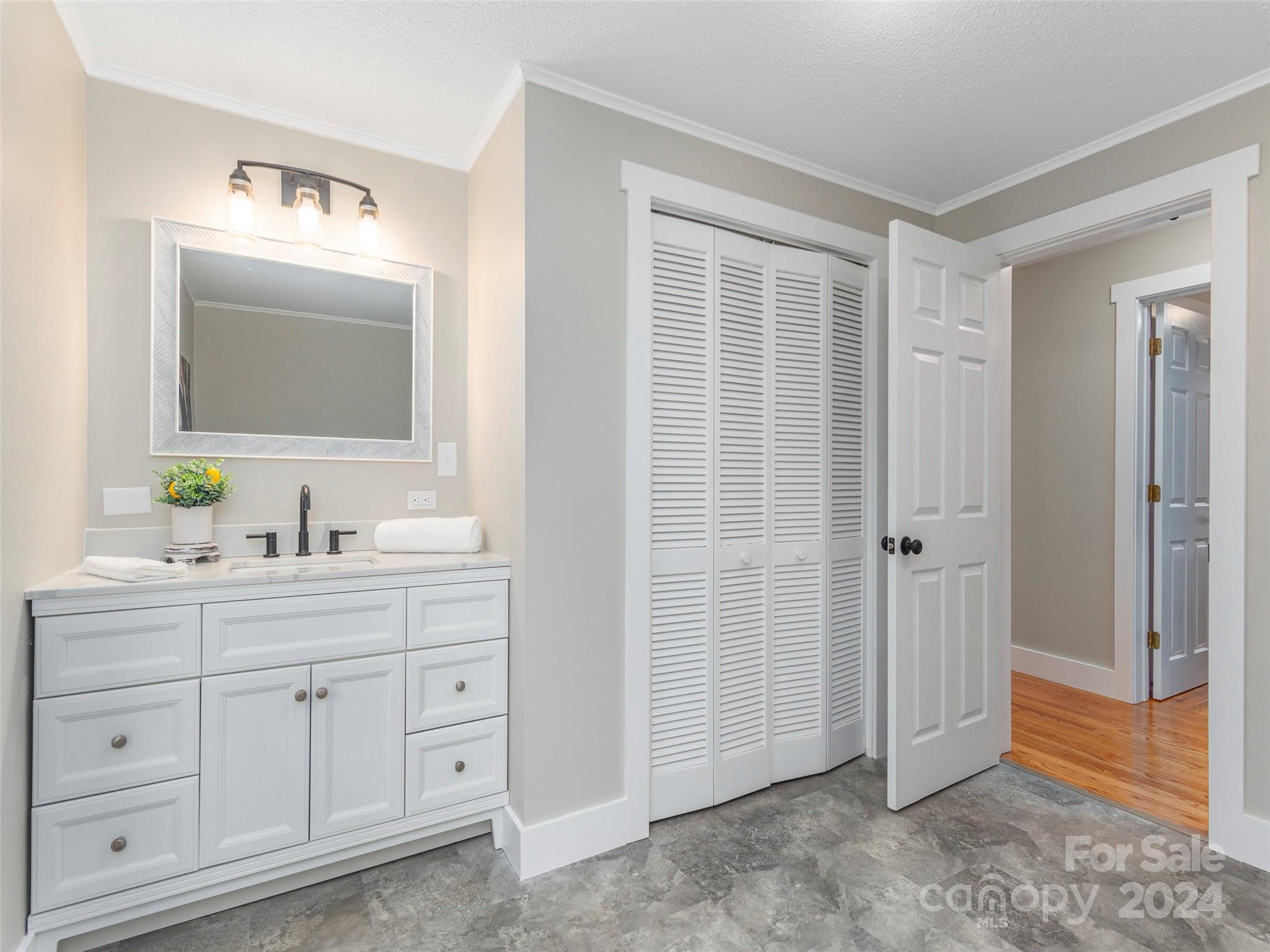 65 Squaw Ridge Road Waynesville, NC 28786 - Photo 20 of 24 a bathroom with a double vanity sink a mirror and a bathtub