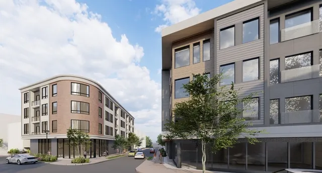 a front view of a building