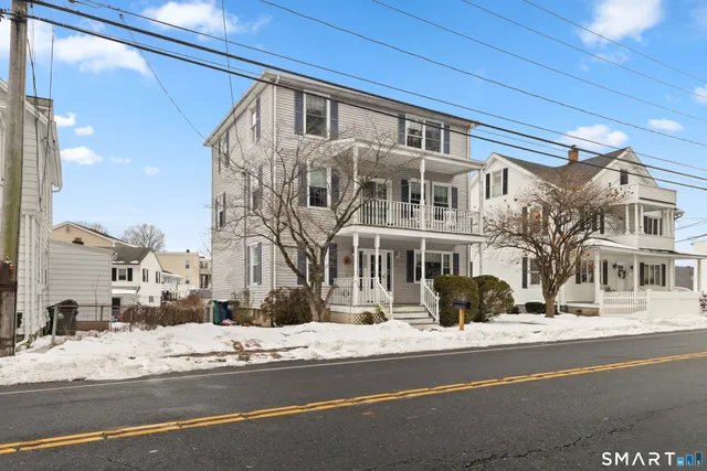 a front view of a building with street