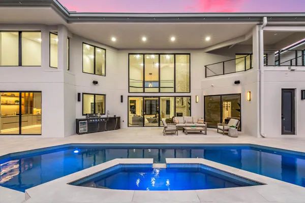 a living room with a couch and a table