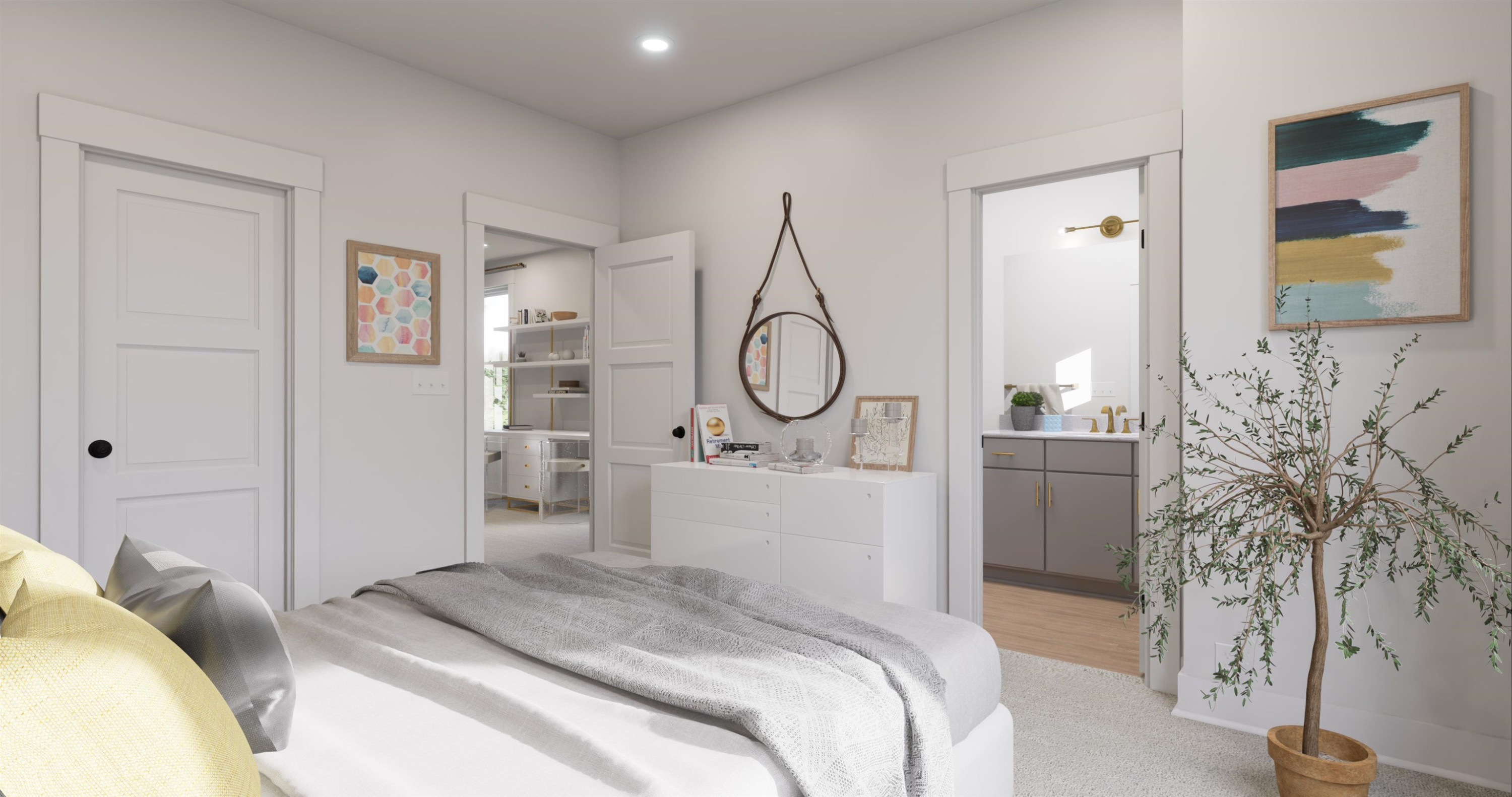 3925 Milltown Ridge Run Raleigh, NC 27612 - Photo 7 of 17 a bedroom with a large bed and a chandelier