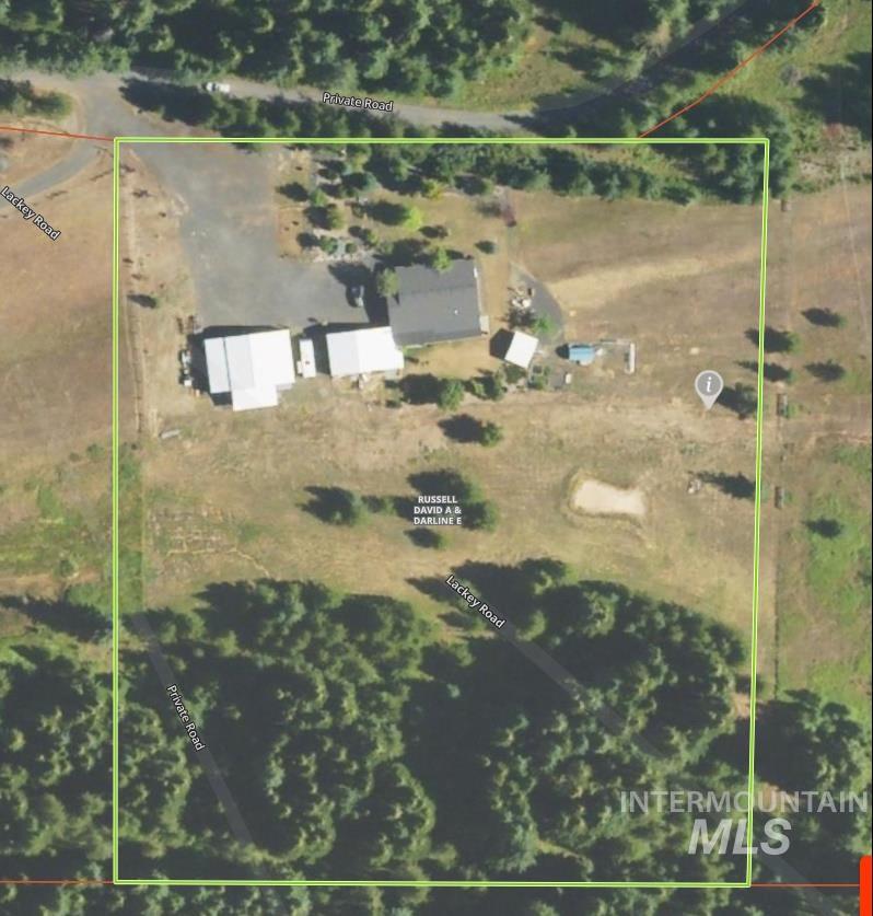 254 Lackey Road Weippe, ID 83553 - Photo 36 of 38 Aerial map of property and surrounding area with property parcel outlined