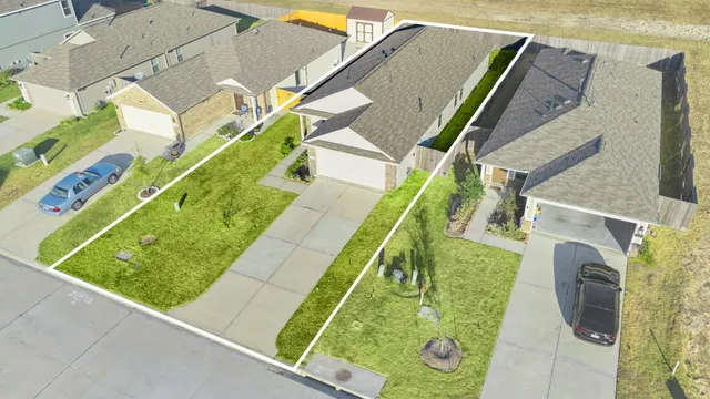 an aerial view of a house