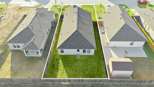 an aerial view of a house