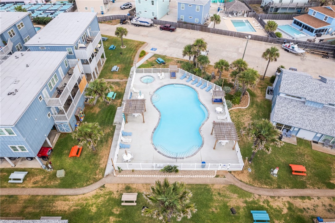 715 Beach Access Road, Unit 1005 Port Aransas, TX 78373 - Photo 24 of 28 an aerial view of a swimming pool