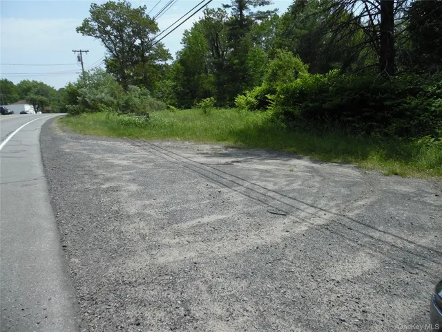 a view of a road with a yard
