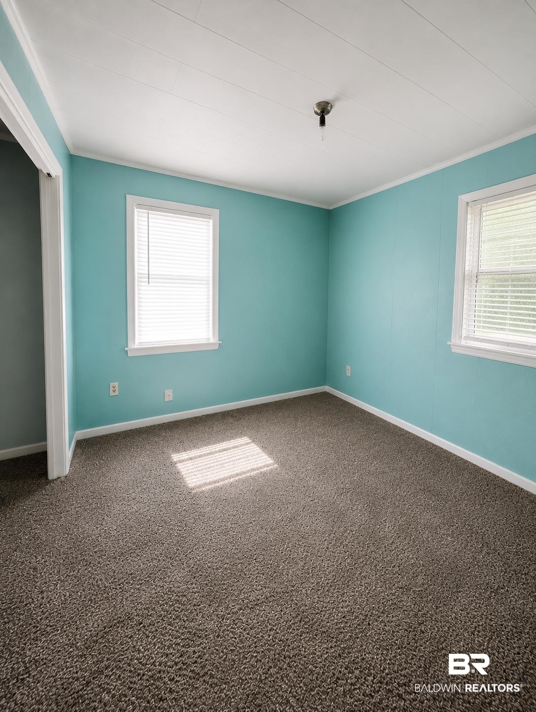 226 Elizabeth Street Evergreen, AL 36401 - Photo 23 of 35 Room featuring two windows with blinds, a ceiling-mounted light fixture, and textured carpet flooring