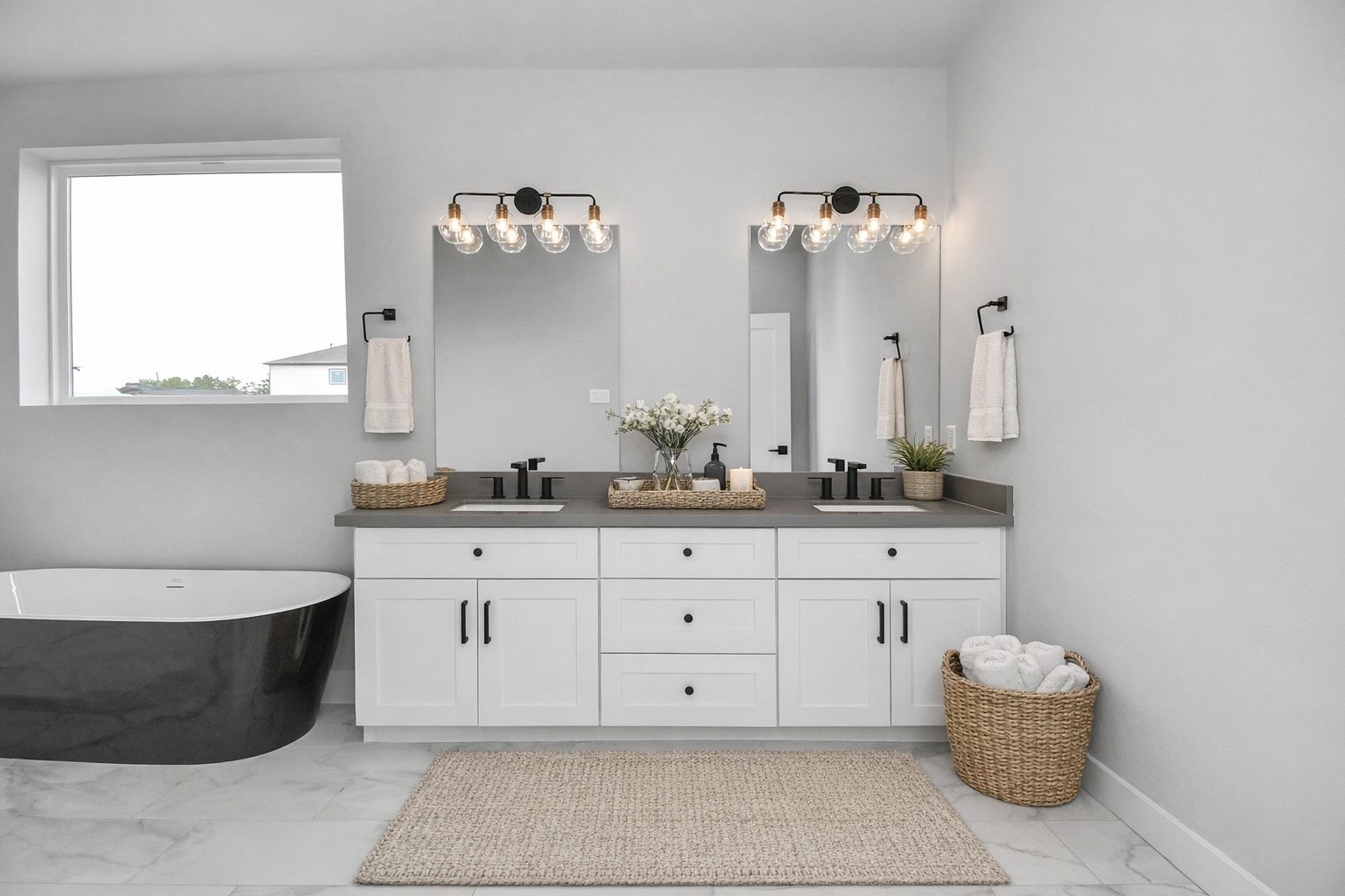 6817 Peerless Street Houston, TX 77021 - Photo 18 of 31 a bathroom with a double vanity sink mirror and bathtub