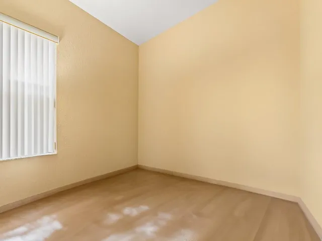 a view of a small space with a window