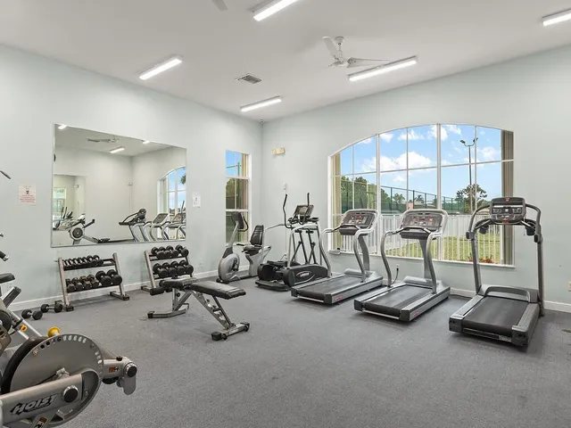 a view of a room with gym equipment