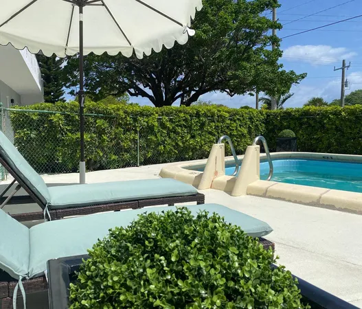 a view of a bench in a garden