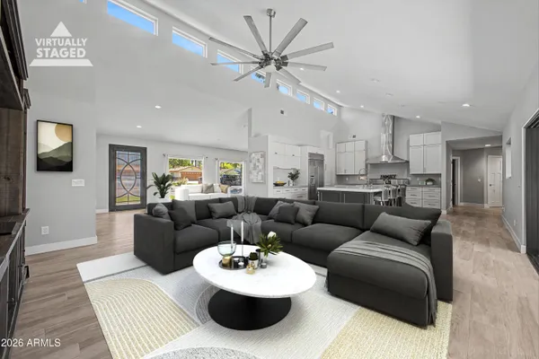 a living room with furniture