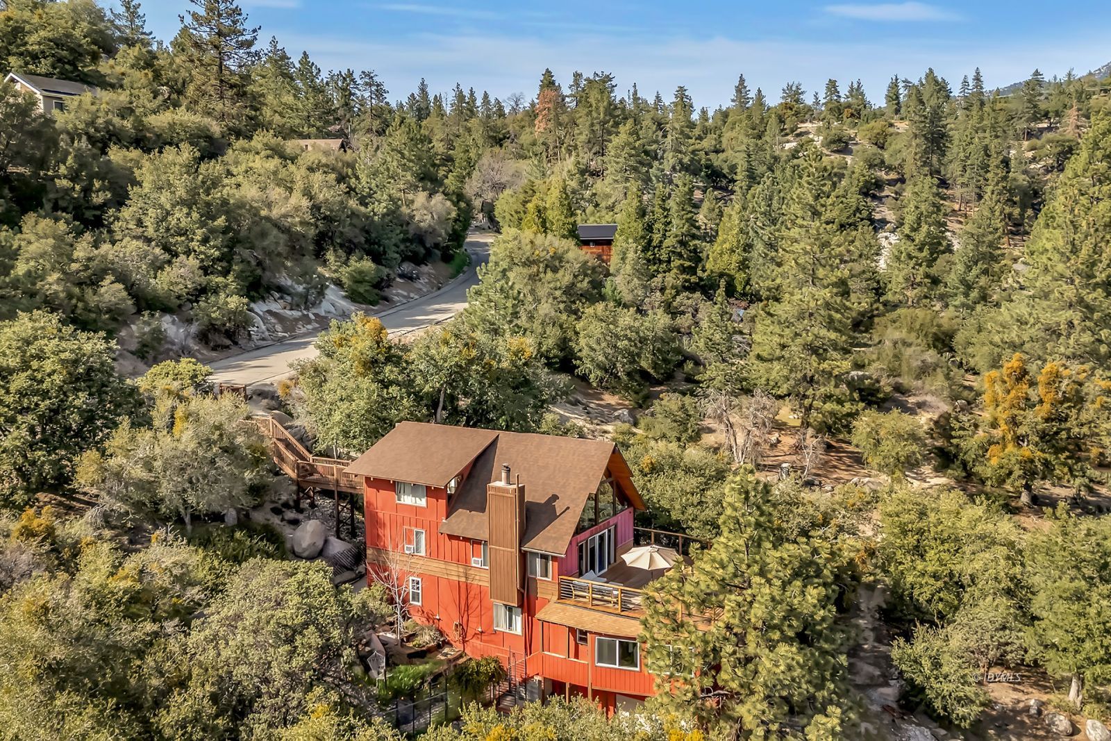 26870 Robin Drive Idyllwild, CA 92549 - Photo 3 of 68 an aerial view of a house with yard and outdoor seating