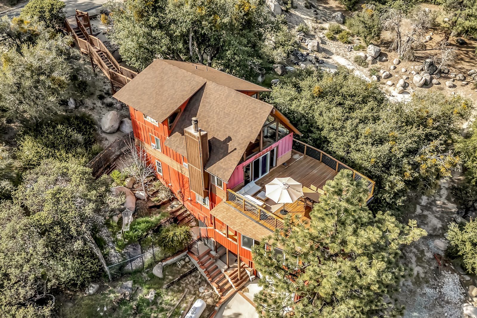 26870 Robin Drive Idyllwild, CA 92549 - Photo 66 of 68 an aerial view of a house with a yard and large trees