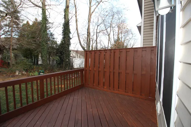 a view of wooden balcony