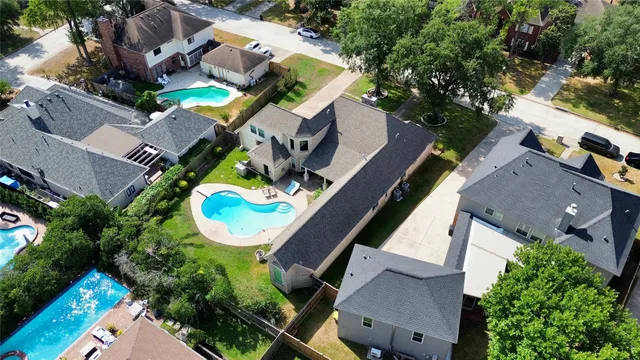 an aerial view of a house