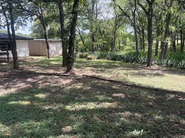 a backyard of a house with lots of green space