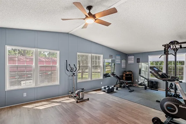 a view of a room with gym equipment